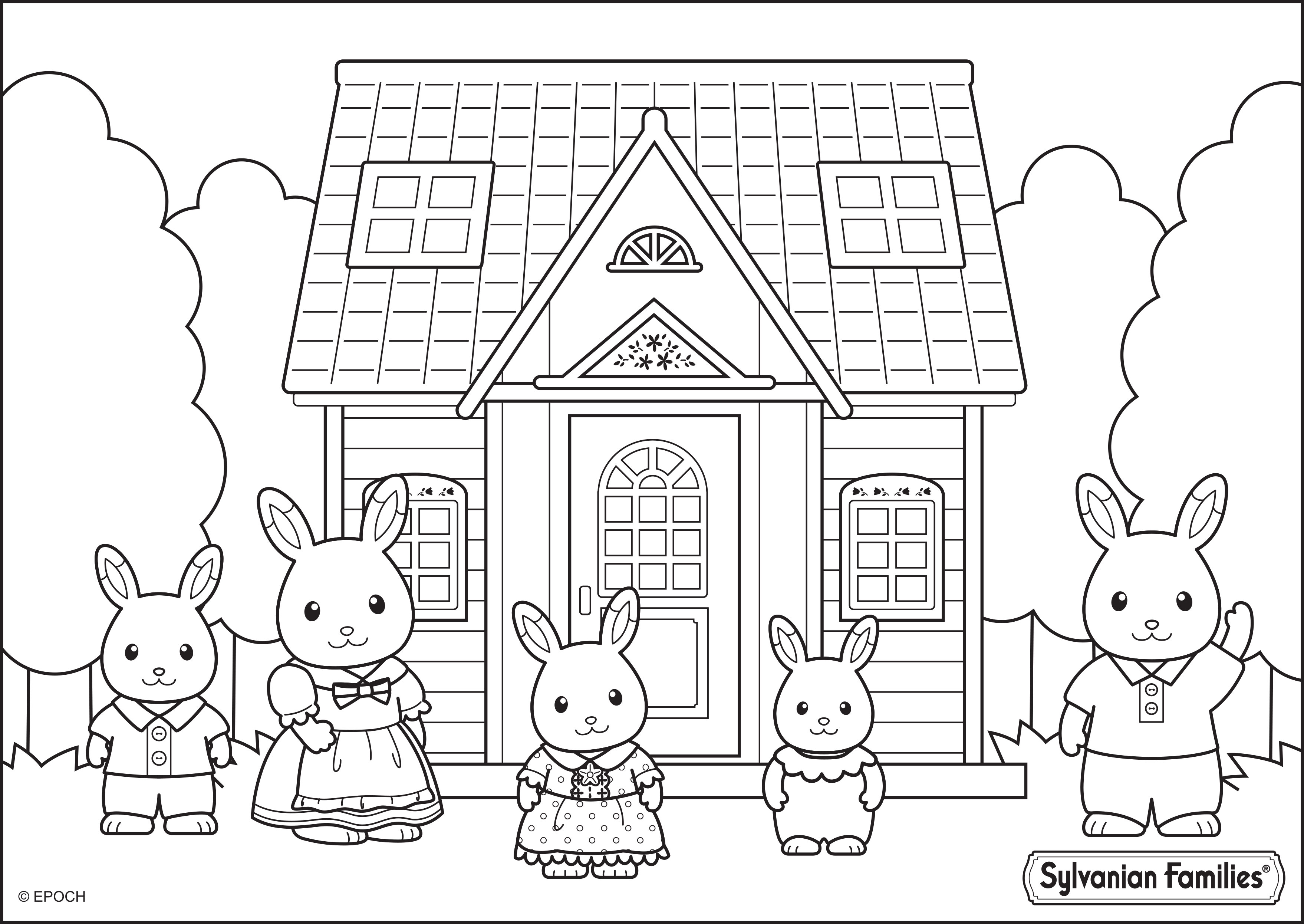 Un dessin   imprimer de la nouvelle maison de la famille lapin chocolat