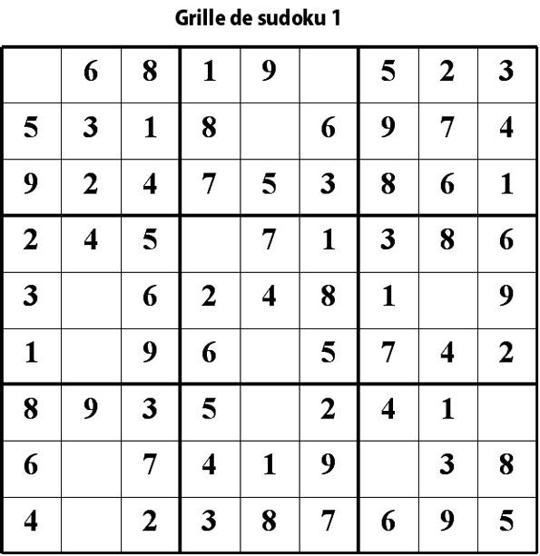 Imprimer la grille de Sudoku 1 niveau 2 
