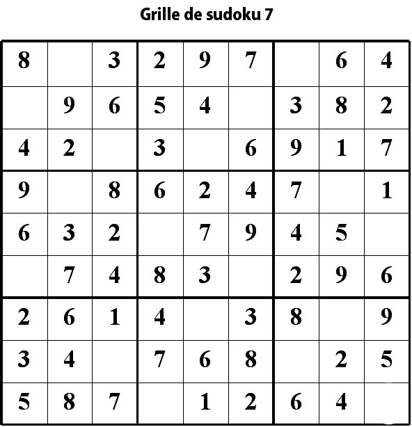 Imprimer la grille de sudoku 7 niveau 2 
