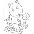 Coloriage du petit chien tout mignon assis dans les fleurs