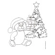 Coloriage du sapin de Noël et de l'ours dessin 13