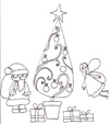 Coloriage du sapin de Noël avec l'ange et le Père Noël dessin 11