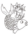 Imprimer un coloriage sur la chine : poisson aux lotus
