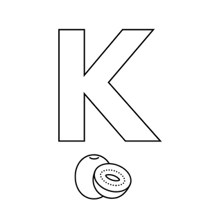 Coloriage de la lettre k et le kiwi