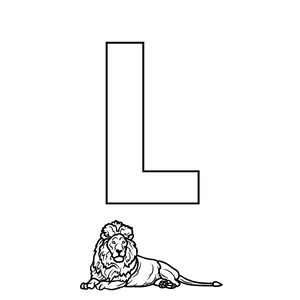Coloriage de la lettre l et le lion