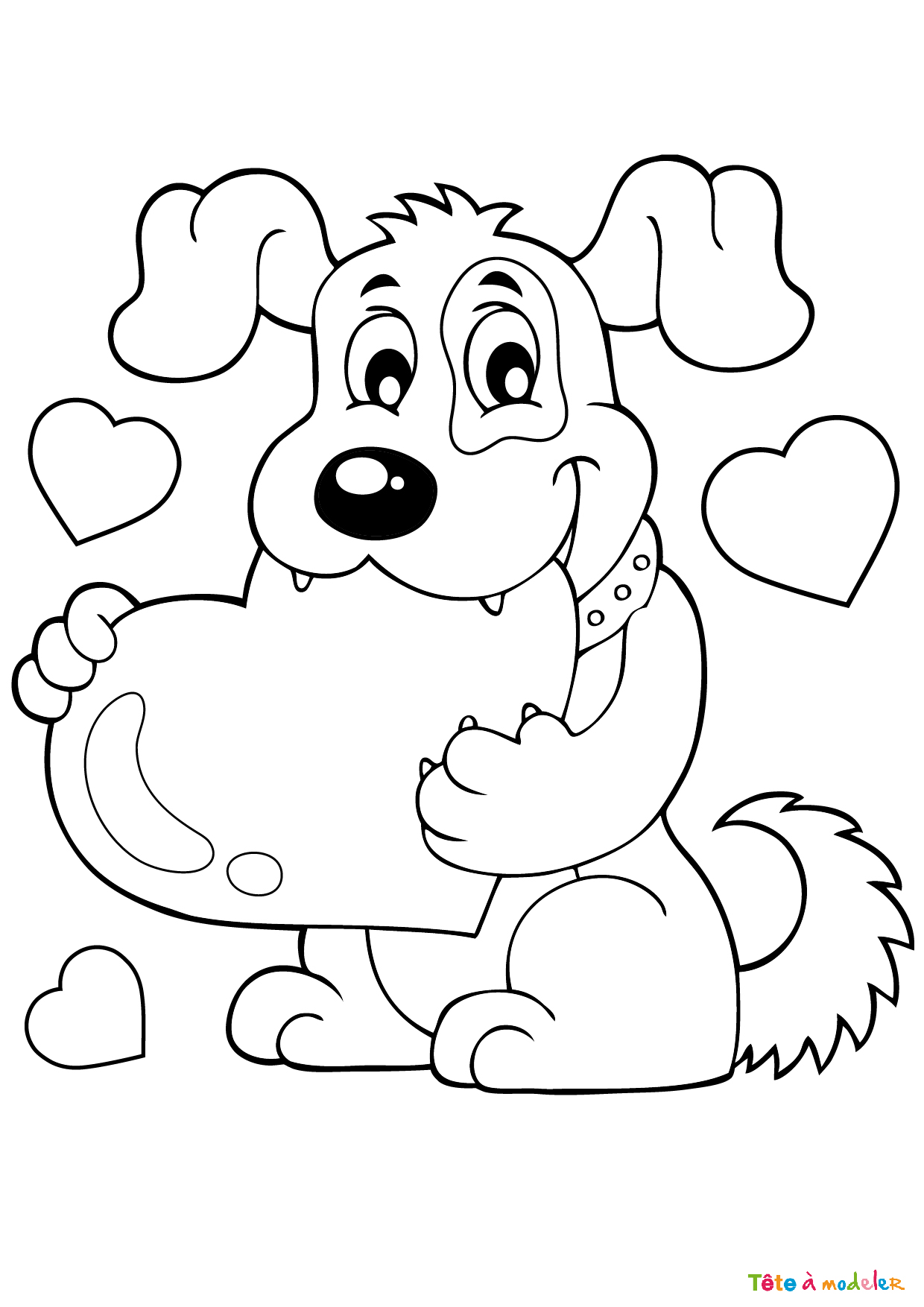 Coloriage chien : un dessin à imprimer avec Tête à modeler