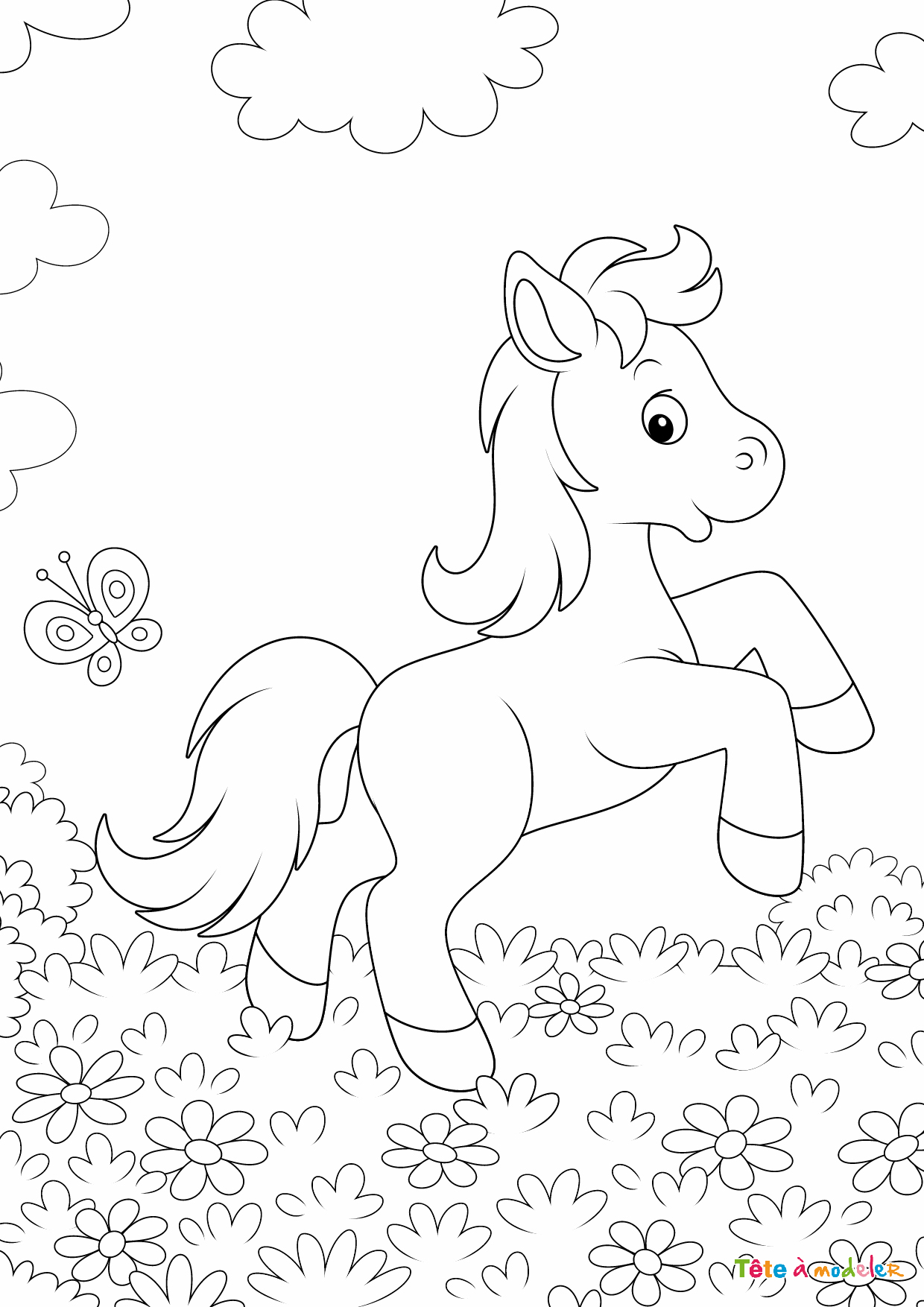 Coloriage poney #10 - Un dessin à imprimer de Tête à modeler
