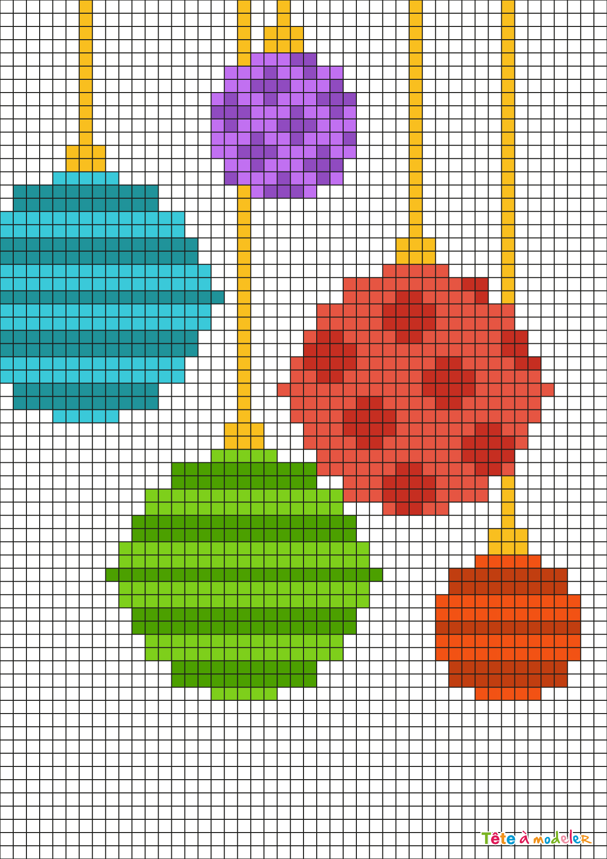 Pixel Art Boules De Noël Par Tête à Modeler