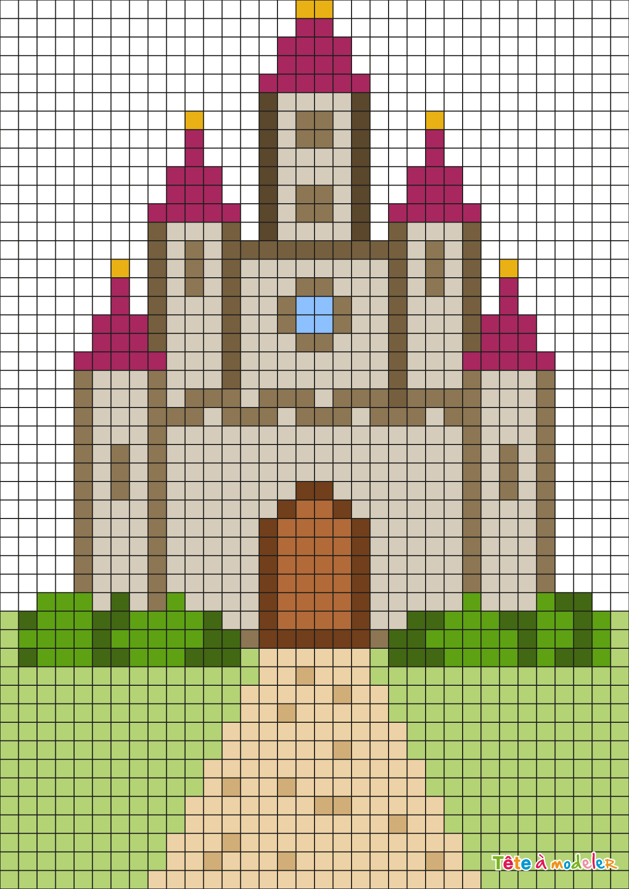 Pixel Art Château Par Tête à Modeler