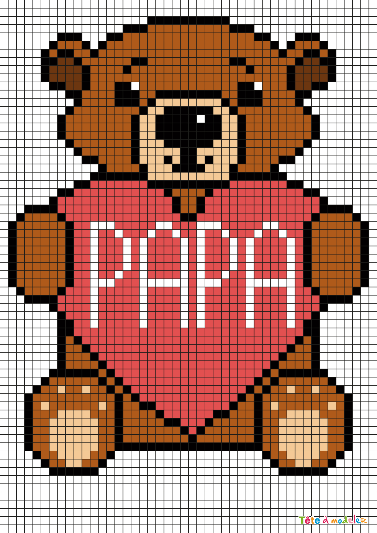 Pixel Art Ourson Et Son Coeur Papa Par Tete A Modeler