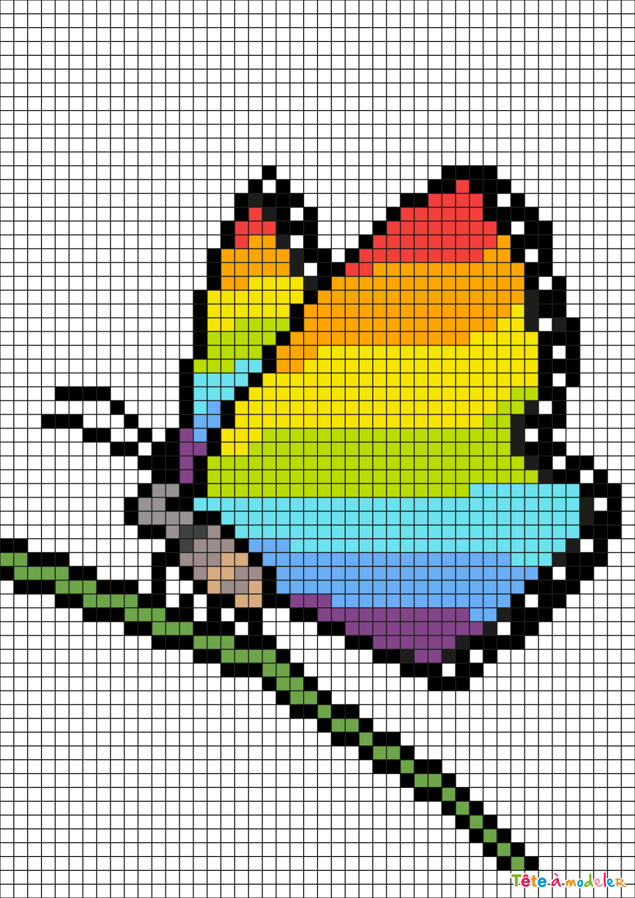 Pixel Art Papillon Multicolore Par Tete A Modeler