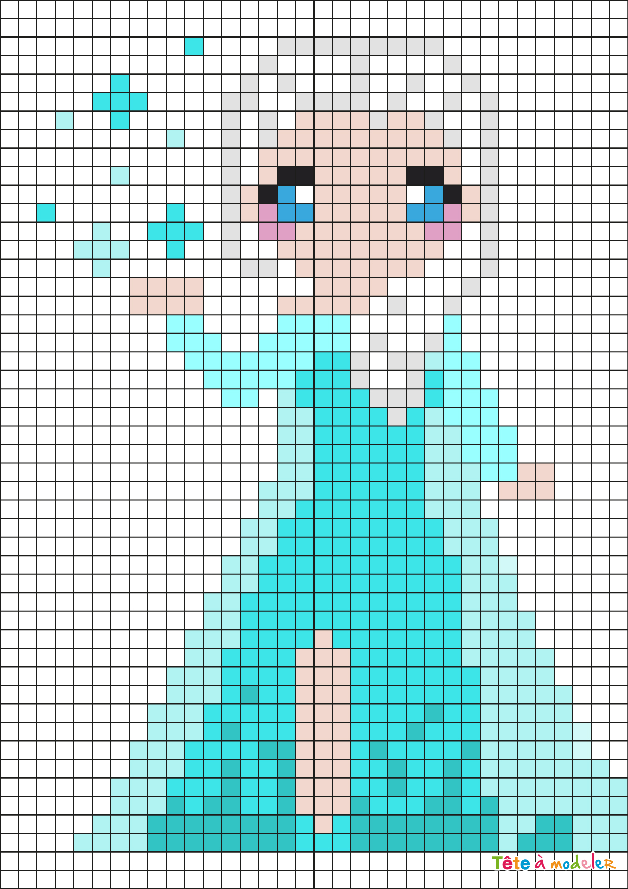 Pixel Art Princesse La Reine Des Neiges Par Tête à Modeler