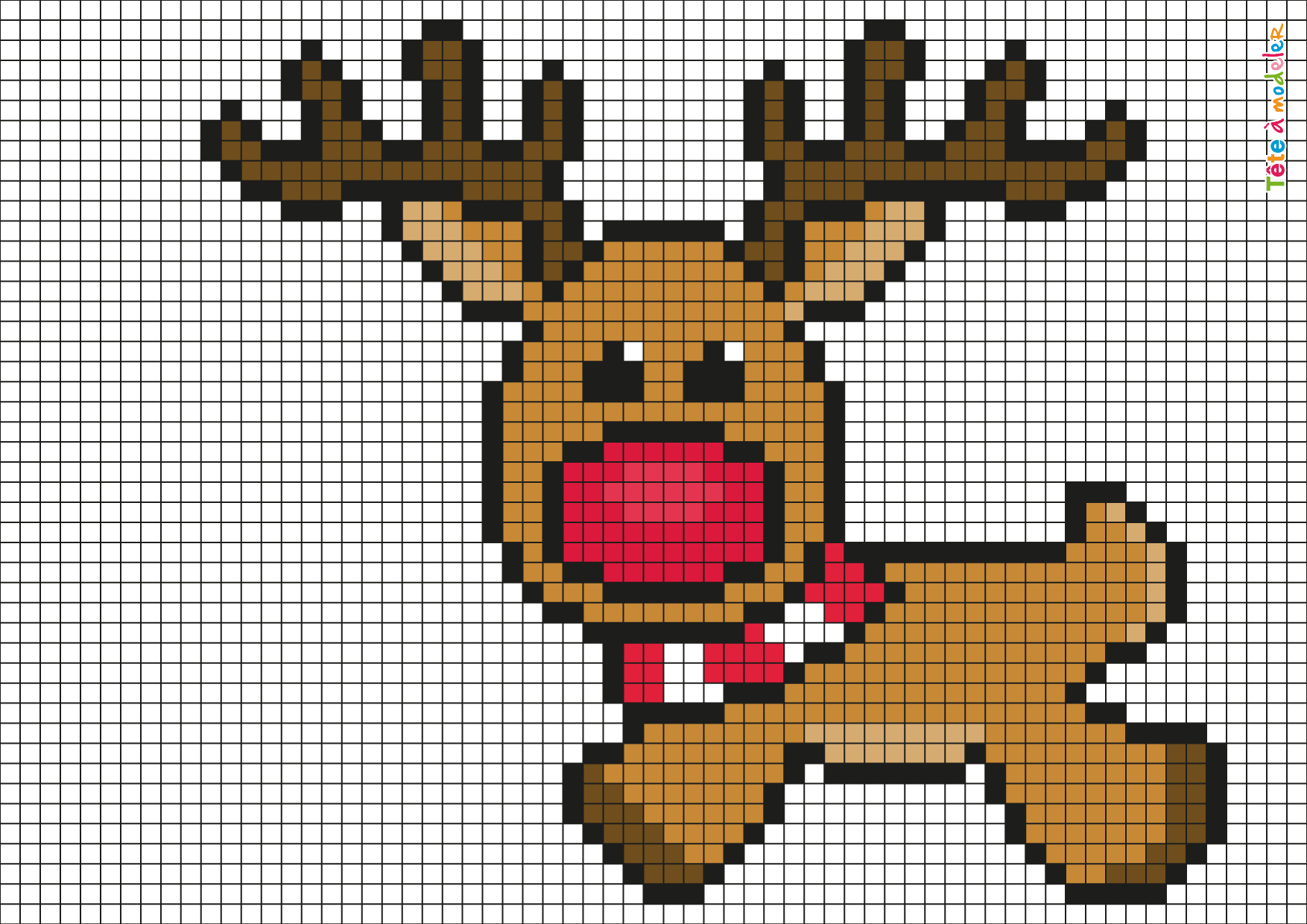 Pixel Art Renne De Noël Par Tête à Modeler