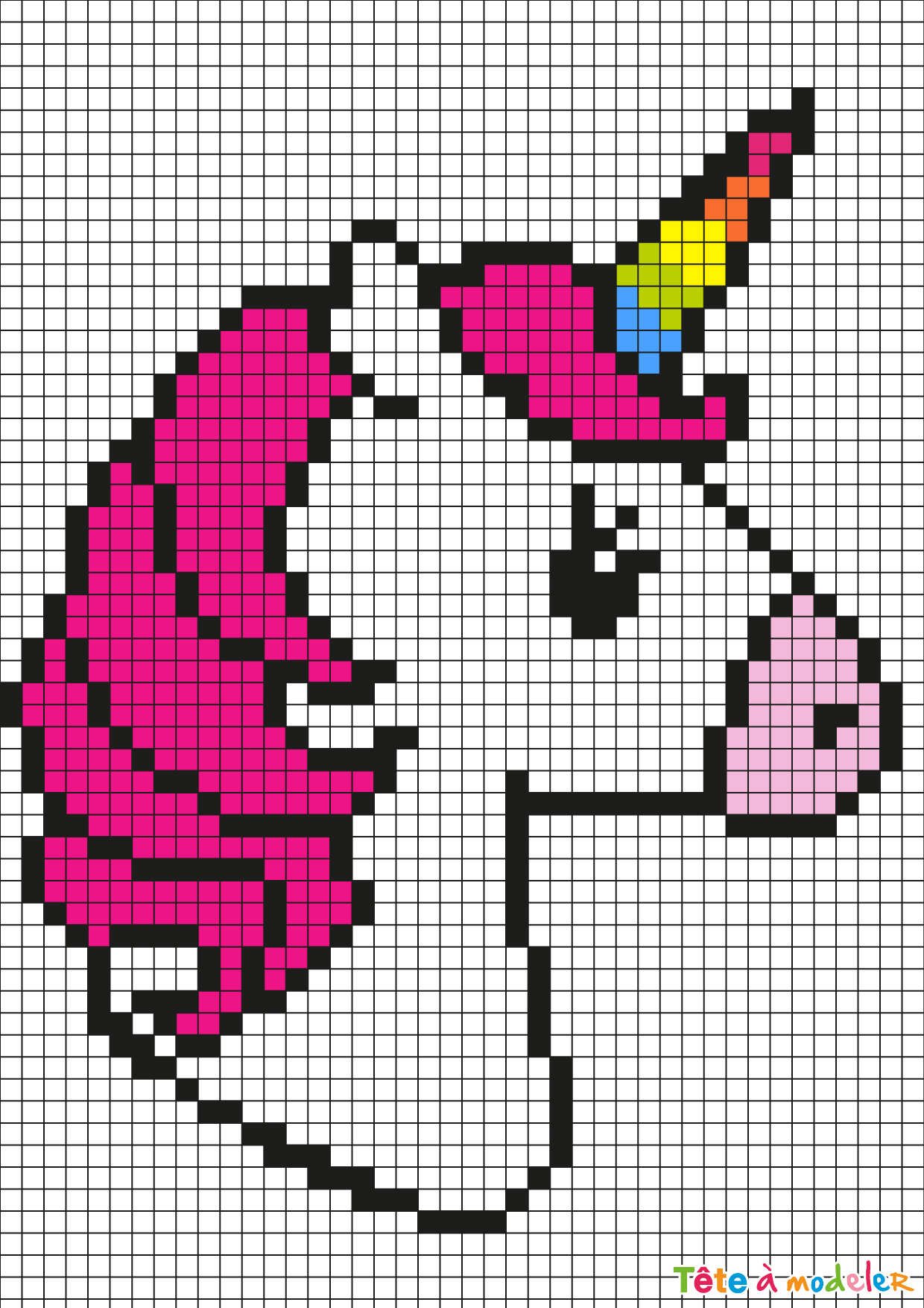 Pixel Art Tête De Licorne Par Tête à Modeler