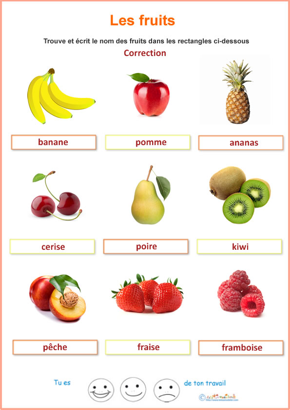Exercices de vocabulaire CP - Français CP - Les fruits ...