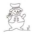 coloriage du bonhomme de neige au chapeau et à la branche de houx