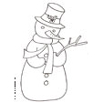 coloriage du bonhomme de neige au chapeau décoré de houx dessin 29