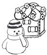 coloriage du bonhomme de neige devant sa maison