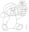 Coloriage de l'ours aux cadeaux de Noël