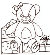 Coloriage de l'ourse et les cadeaux