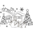 Coloriage du Père Noël et des bonshommes de neige dessin 31