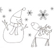 Coloriage du renne et du bonhomme de neige dessin 11