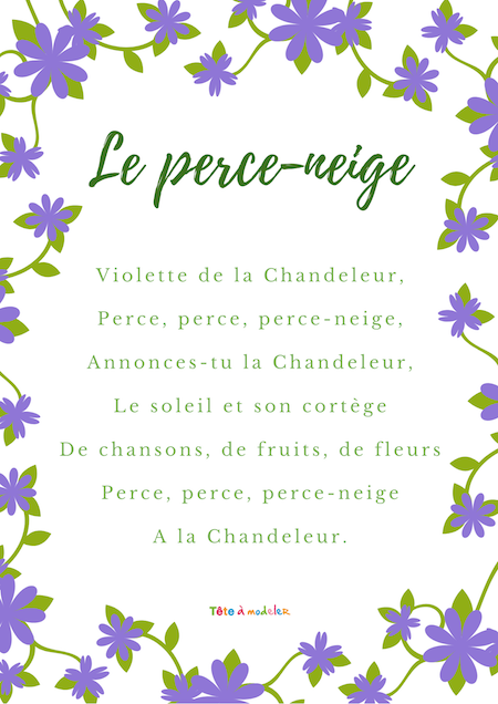 Le Perce Neige Poesie De La Chandeleur Chanson Enfant Tete A Modeler
