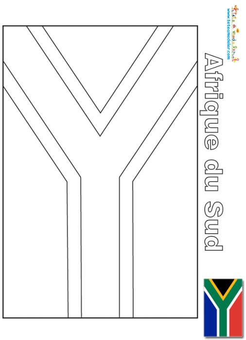 Drapeau de l'Afrique du Sud à colorier - les drapeaux du monde sur Tête à modeler