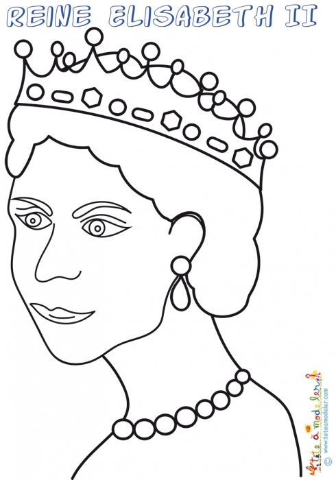 Reine Elisabeth 2, coloriage à imprimer - coloriage reine ...