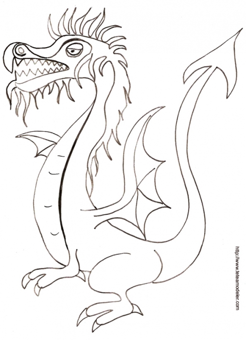 Coloriage d'un dragon classique dessin 12 - Tête à modeler