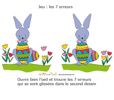 Jeu des 7 erreurs : le lapin de Pâques- jeu gratuit à imprimer ...