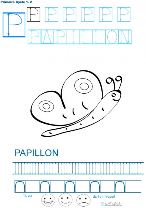 Imprimer la fiche graphisme sur P de PAPILLON