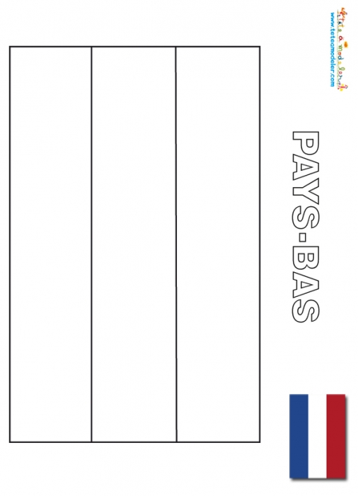 Coloriage du drapeau des Pays-Bas - les drapeaux du monde sur Tête à modeler