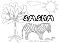 coloriage Sasha savane